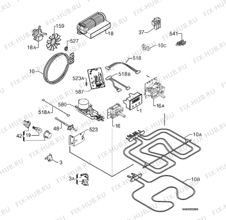 Взрыв-схема плиты (духовки) Privileg 00086012_61224 - Схема узла Electrical equipment 268